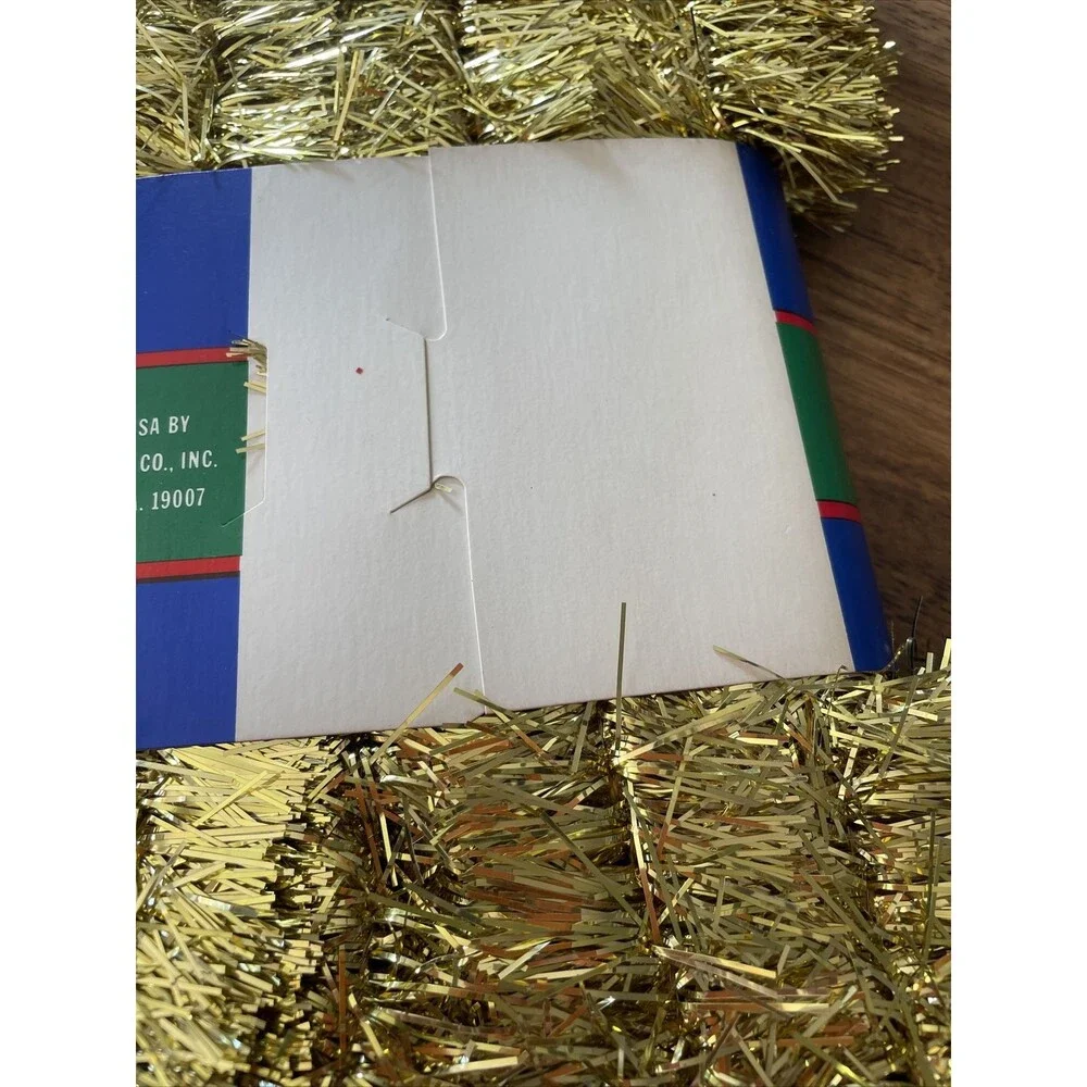 25 Feet NOS Gold Christmas Tinsel Garland Premium Christmas Made USA 2” New Old